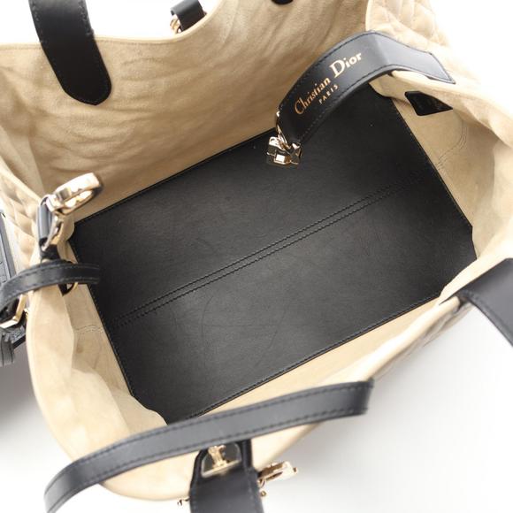 Dior Leather Beige Black Handbag Toujours - Picture 3 of 7